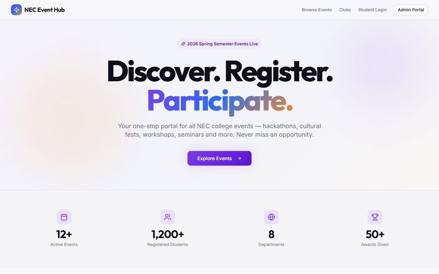 NEC Event Hub — The campus engagement platform for Narasaraopeta Engineering College